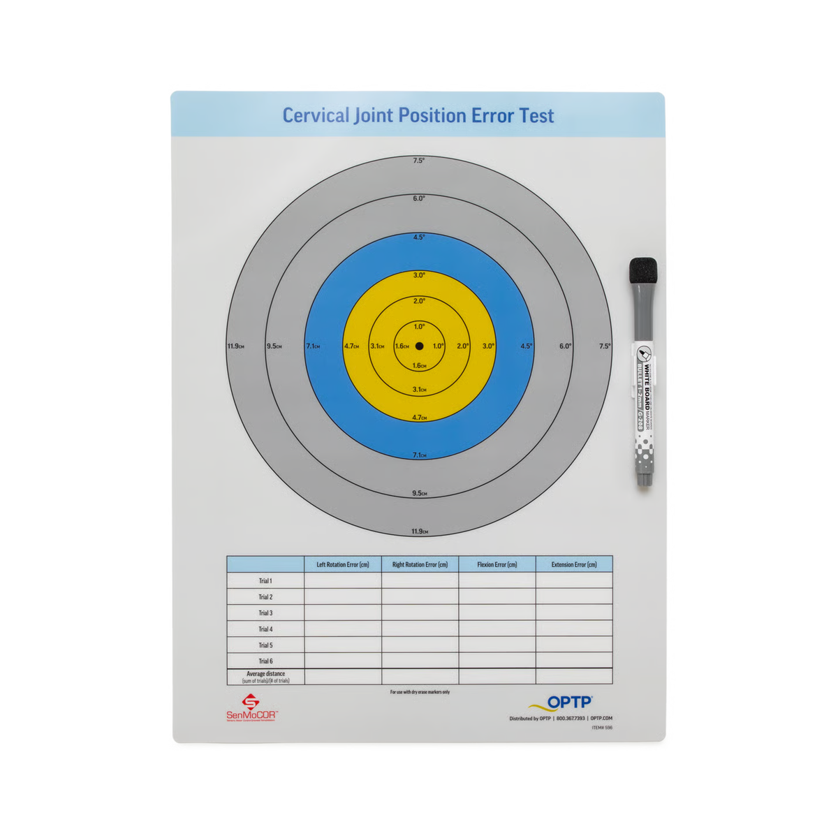 Kit de test de repositionnement cervical (cible et livret en anglais). SenMoCOR® Cervical Joint Position Error (JPE) Test Kit