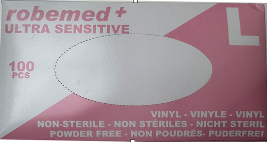 Gants d'examen vinyle non poudrés - Boîte de 100 - Taille L