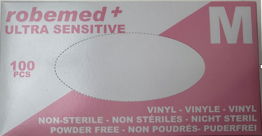 Gants d'examen vinyle non poudrés - Boîte de 100 - Taille M
