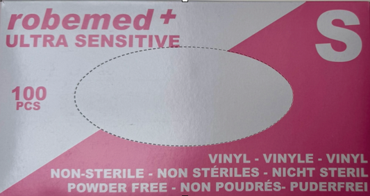 Gants d'examen vinyle non poudrés - Boîte de 100 - Taille S