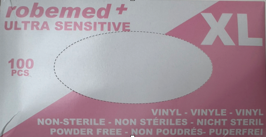 Gants d'examen vinyle non poudrés - Boîte de 100 - Taille XL