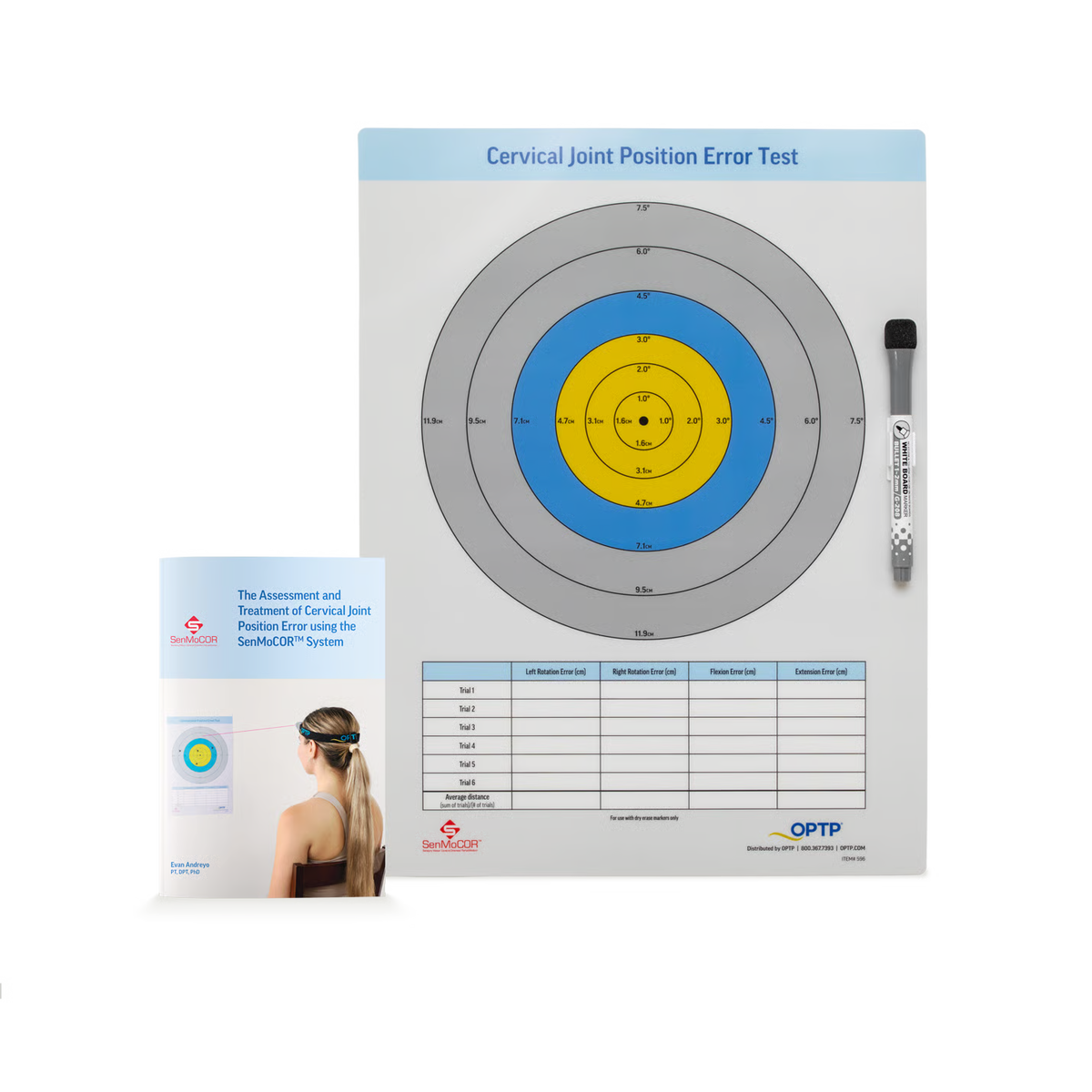 Kit de test de repositionnement cervical (cible et livret en anglais). SenMoCOR® Cervical Joint Position Error (JPE) Test Kit