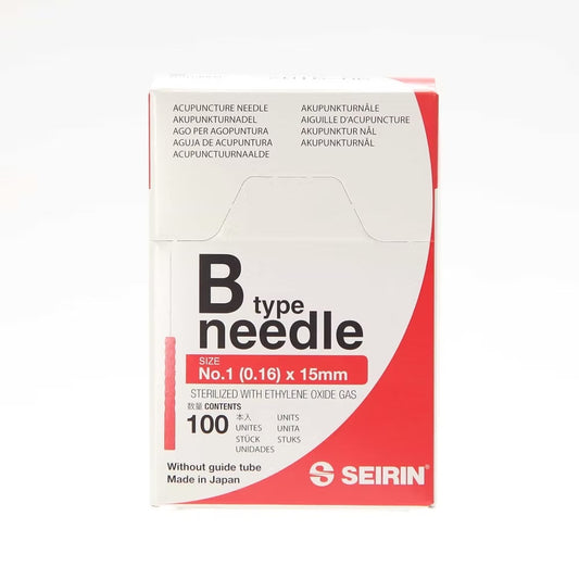 SEIRIN® type B Taille 0,16x15mm manche rouge et 100 aiguilles par boîte