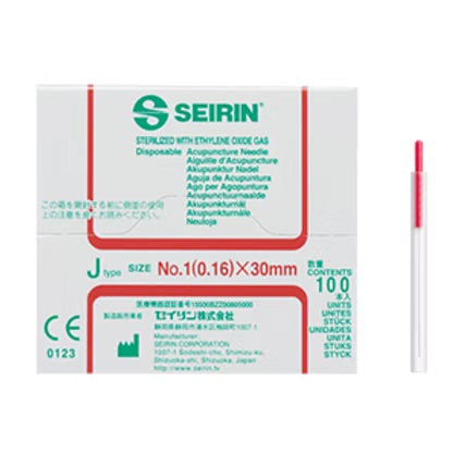 SEIRIN® type J. Taille: 0,16 x 30 mm, tube de guidage et 100 aiguilles