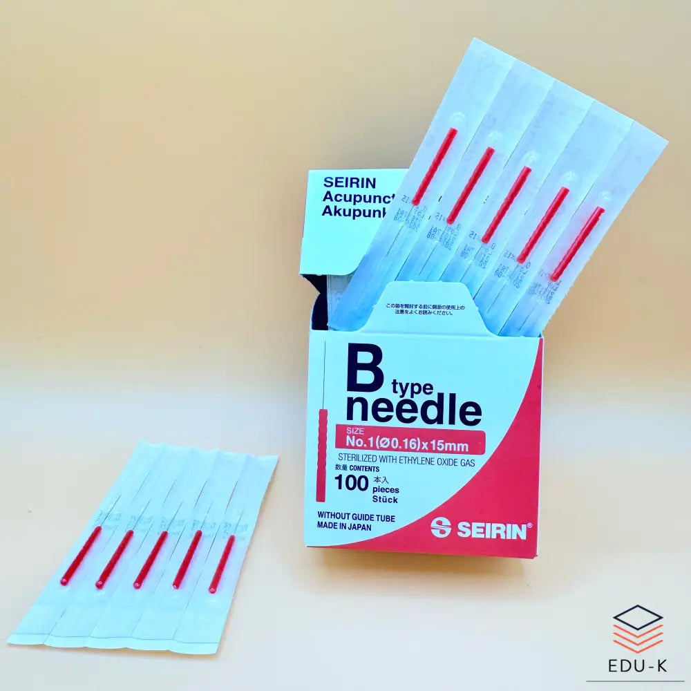 SEIRIN® type B Taille 0,16x15mm manche rouge et 100 aiguilles par boîte - Aiguilles de dry-needling